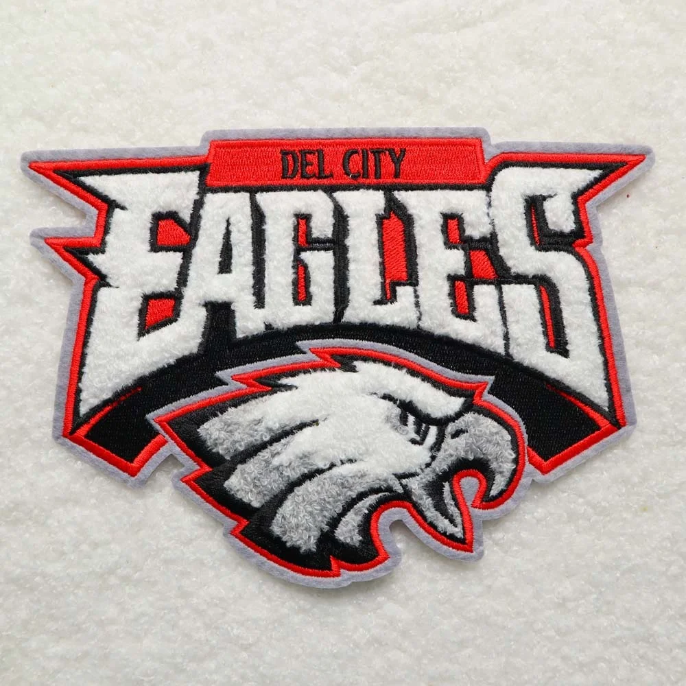 Wholesale Custom Embroidery Del City Philadelphia Eagles Patches Iron On Chenille Nfl American Football Teams Patch