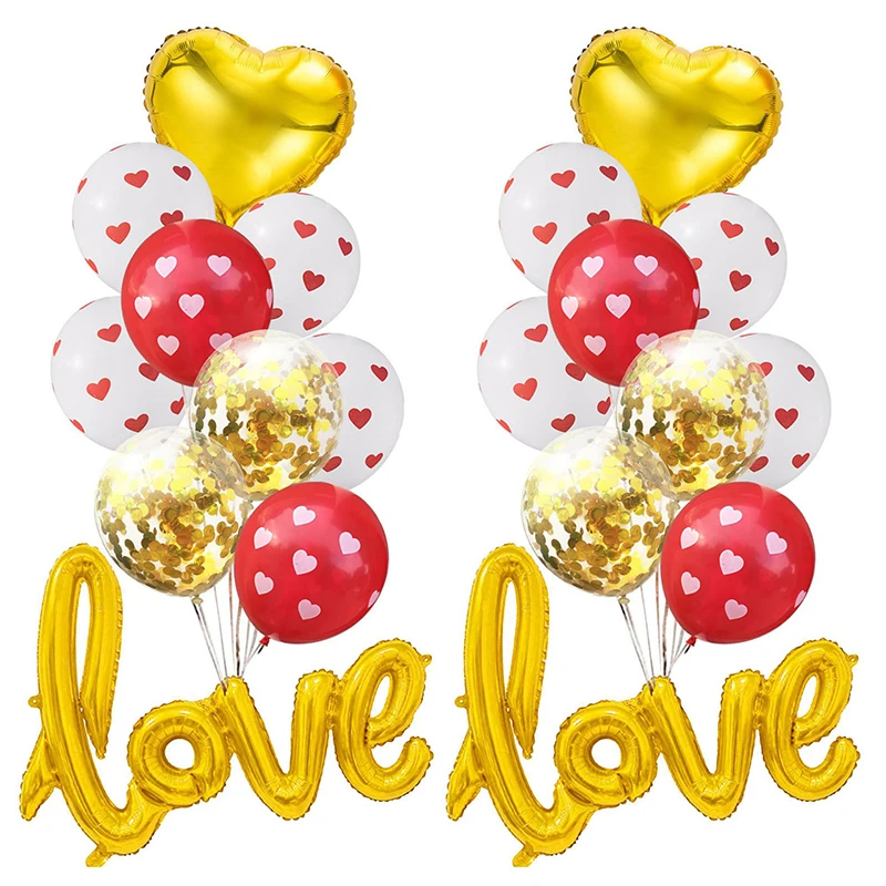 Latex Confetti Balloon Foil Love Valentines Day Balloon Set Valentines Party Supplies Home Decor