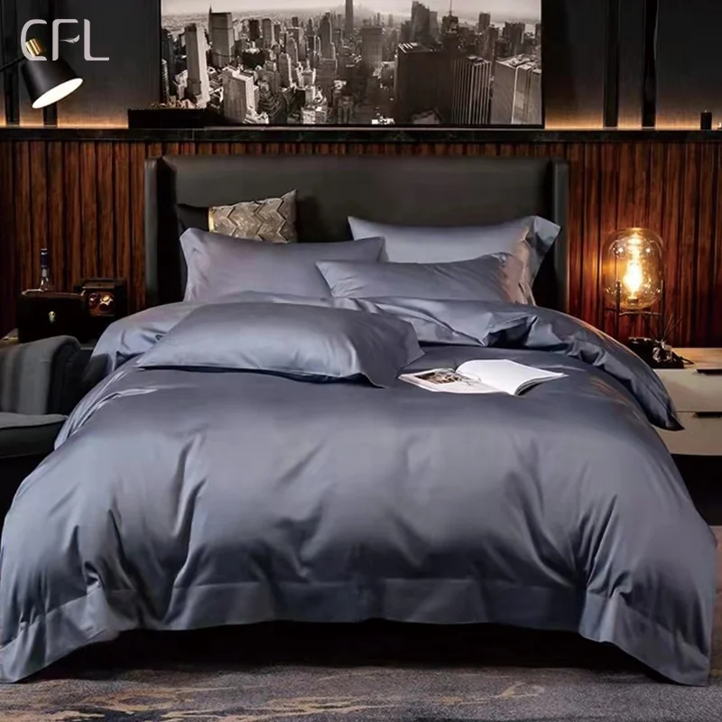 CFL Luxury Satin Cotton Sheet Hotel Bedding Set Flat Sheet Hotel Bedspread
