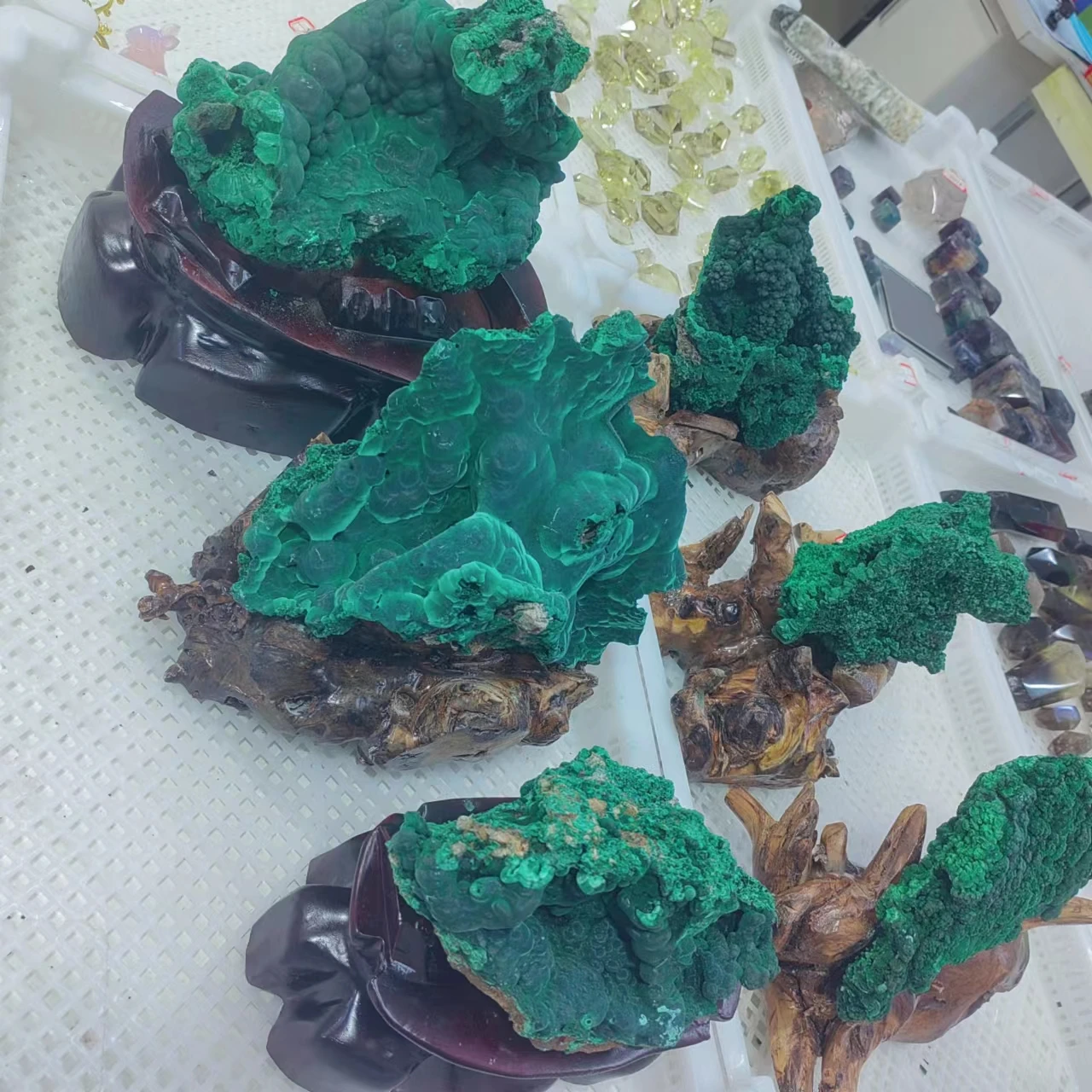 Natural Rough Quartz Stone Mineral Specimen Healing Raw Large Green Malachite Rough