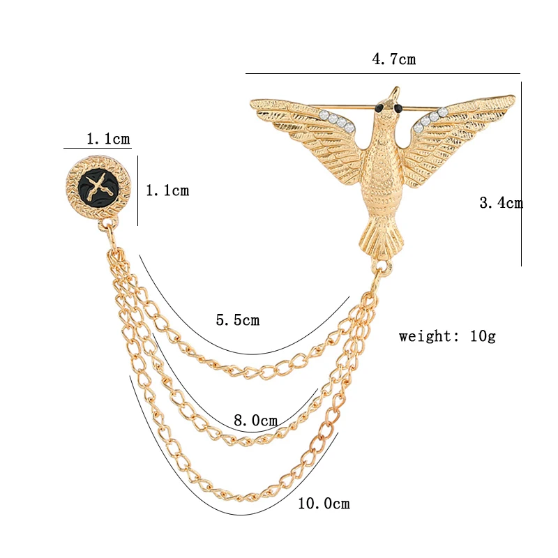 Latest Fashion Silver Gold Bird Mens Lapel Pin Metal Brooch Boutonniere Pin For Suit Novelty Accessories