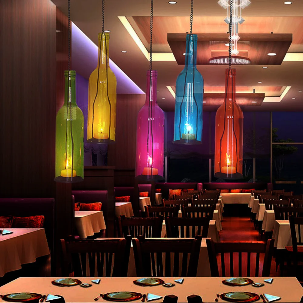 Aeofa Factory direct creative idyllic glass wine bottle cutting candlestick glass lampshade living room decoration