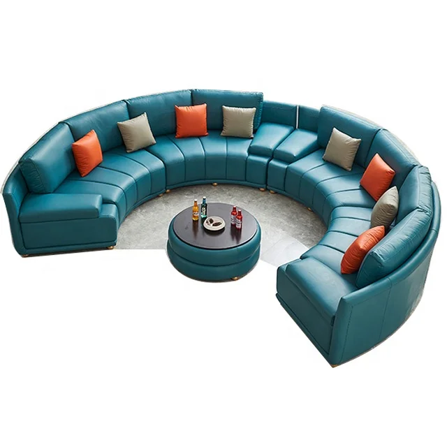 wholesale luxury living room furniture big round leather sofa modern design U shape large sofa set for villa and super big house