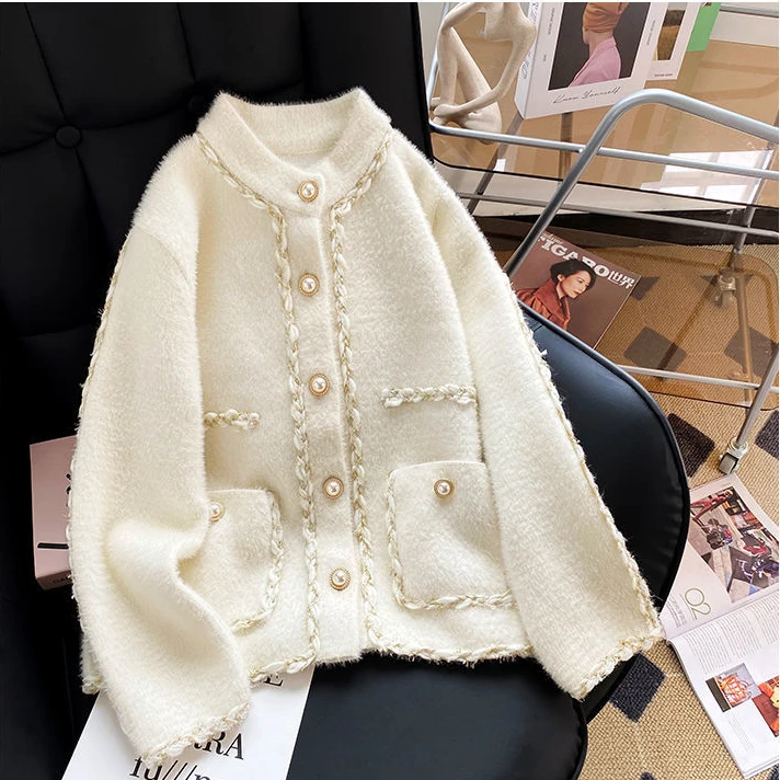 2023 Autumn Winter Elegant Thick Ensemble Femme 2 Pieces Vintage Sweet Suits Knitted Two Piece Sets Womens Outifits