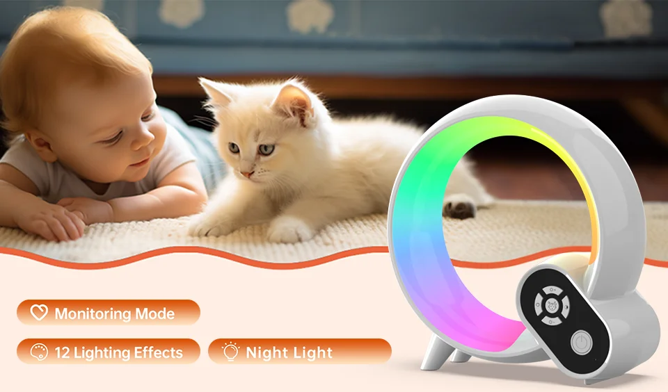 Bolong Q-shape baby Night Light Rechargeable Table baby monitor with audio with APP/Remote control led light smart home lights