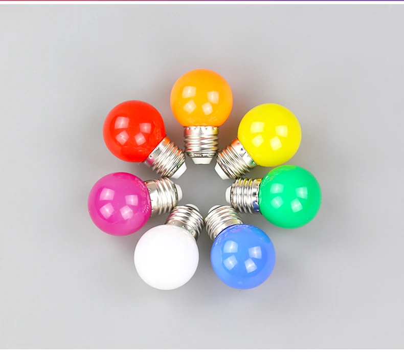 LED G45 golf ball lamps colourful bulb 1w 2w Colours decoration E26 E27 E14 B22 RGB bulb Christmas light for string light