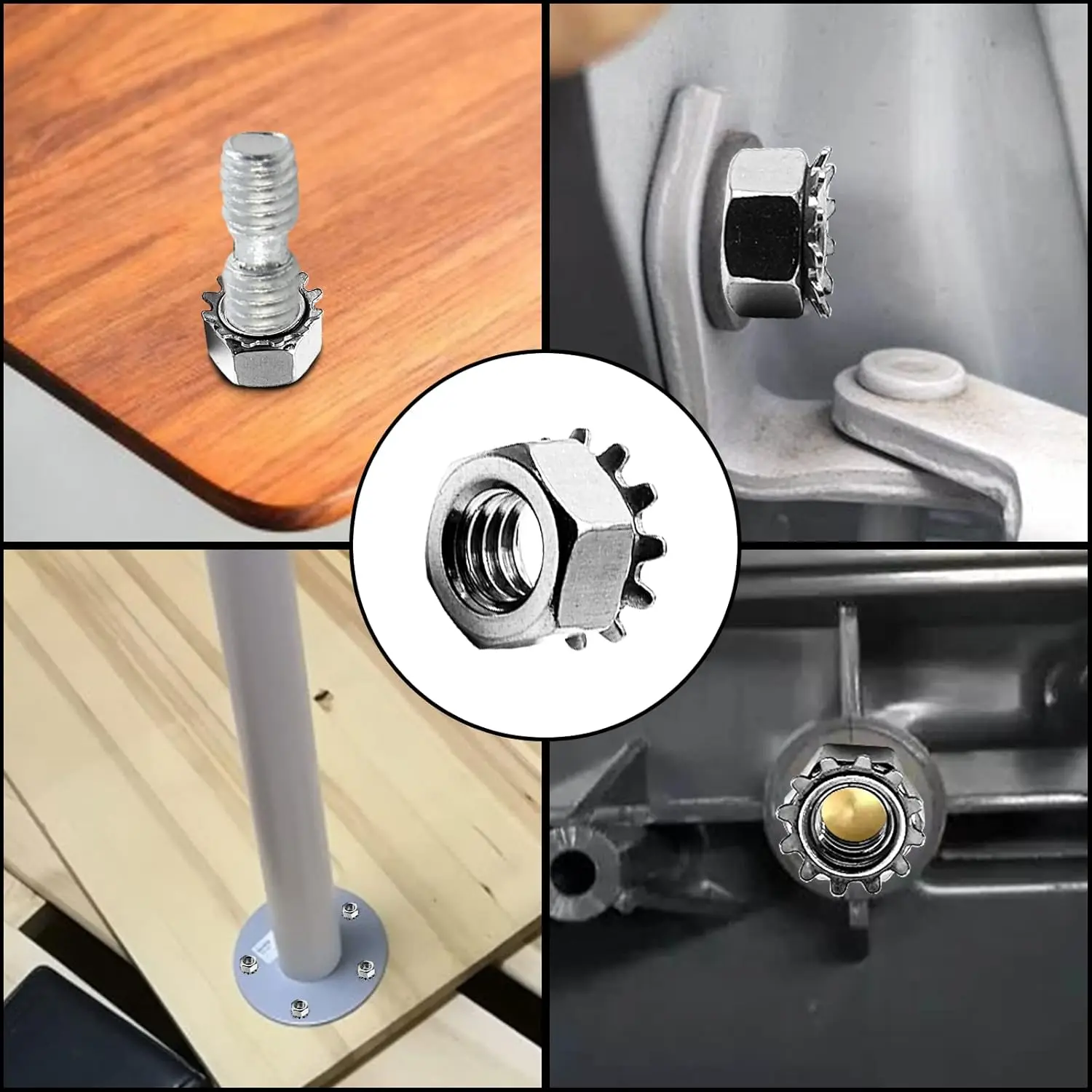 Unique Features M6 M8 Stainless Steel High Quality K Nuts 304 316 Steel Hex Lock K Nut With Free Spinning Washer