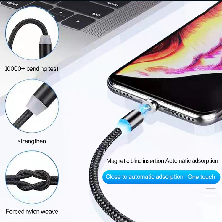  Оптом в наличии мобильного телефона Micro освещение кабель Usb Type-C с функцией быстрой 540 градусов автомобильное зарядное устройство 3 1 Магнитный