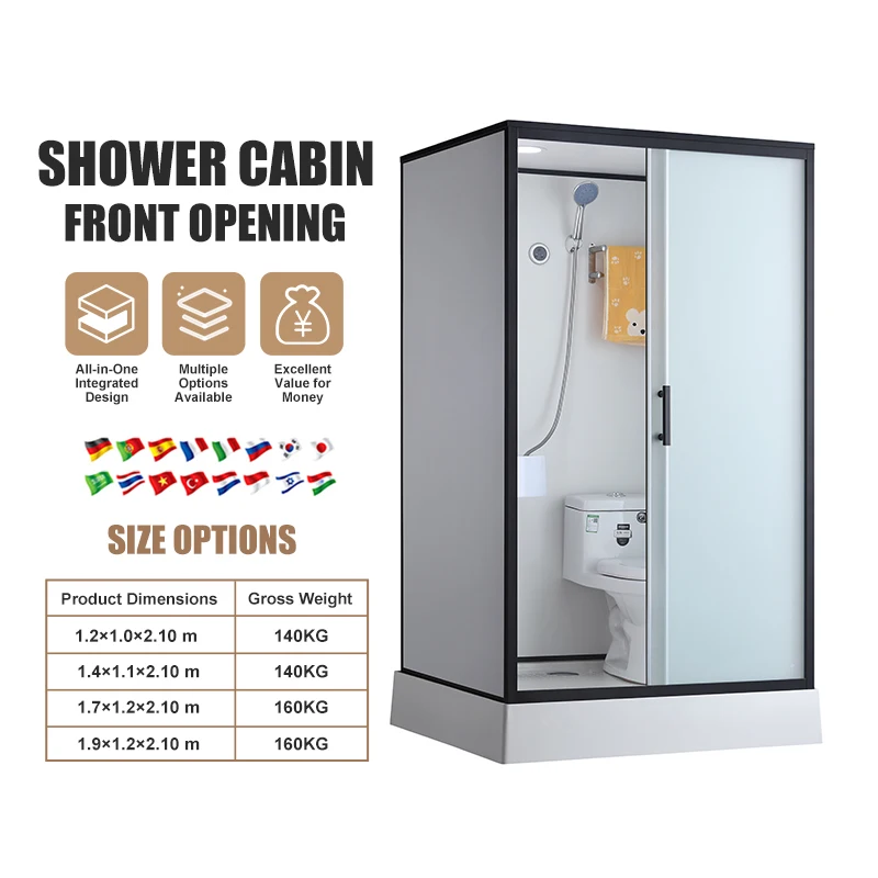 Водонепроницаемая модульная сборная душевая кабина (санузел) для дома и отеля квадратная с алюминиевым каркасом по выгодной цене от производителя