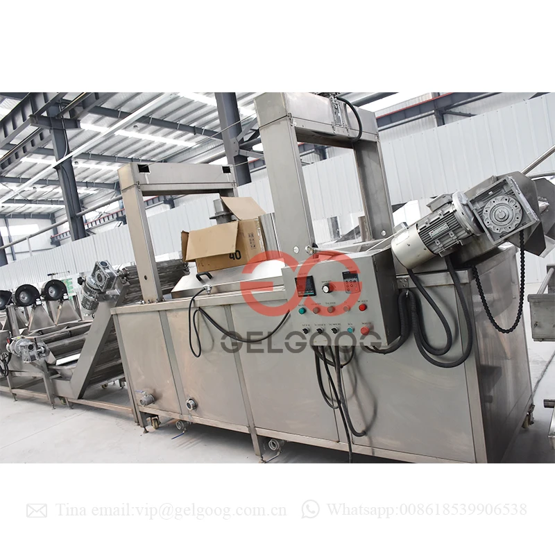 Continuous Automatic Kurkure Pork Skin Fried Chicken Leg Fryer Tortilla Namkeen Almond Green Peas Onion Frying Machine for Sale