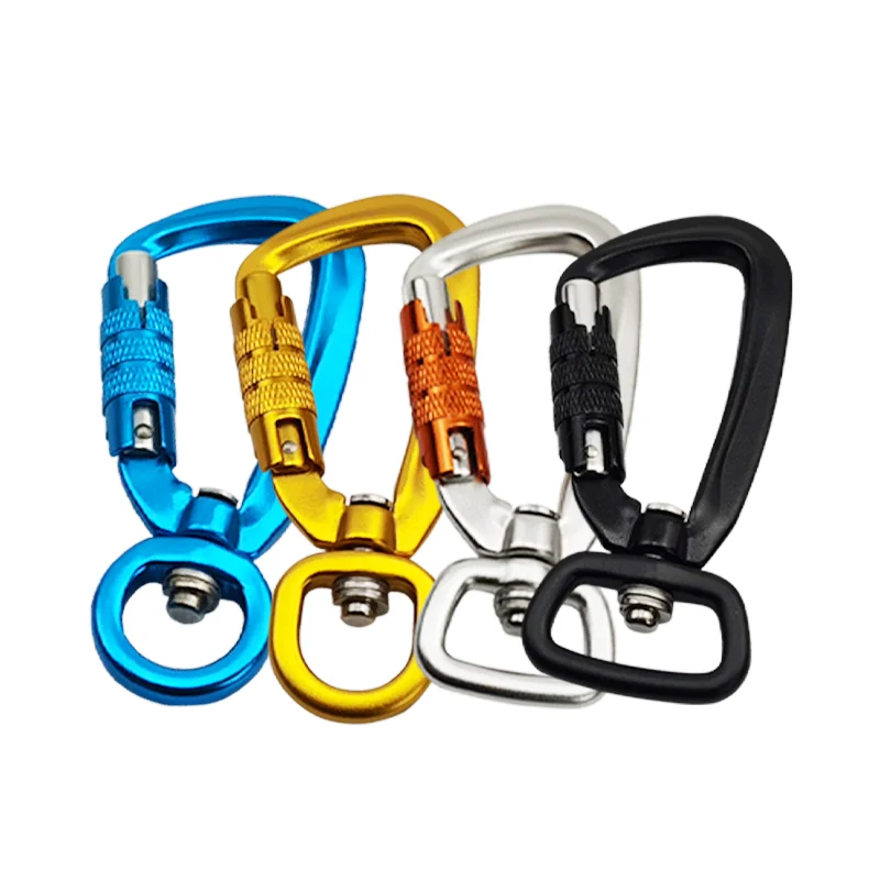 Wholesale Black Color Aviation Aluminum D Shape Automatic Nut High Tensile Force Swivel Square Ring Pet Hook