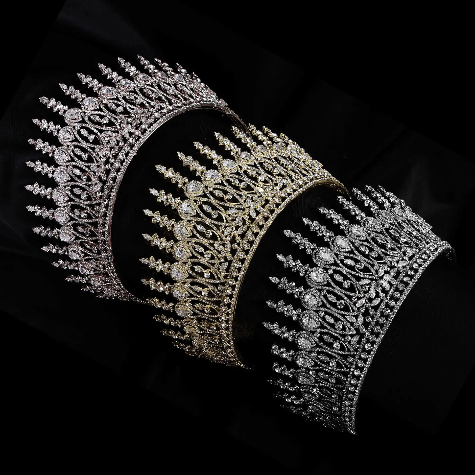 Oversized European American Korean bride Crown tiara Princess Crown wedding luxury design zircon bride tiara
