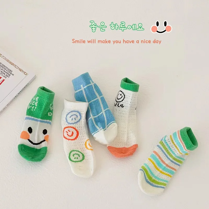summer unique cute socks cartoon kids socks puppy cotton thin children wholesale kids socks 5 pairs/set