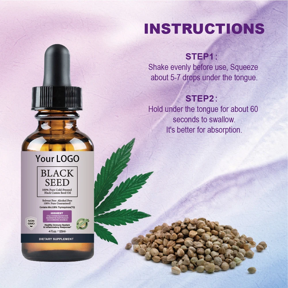 Wholesale Custom LOGO OEM 100% Natural Pure Organic Anti-Dry Anti-Aging Moisturizing Cold Pressed Black Seed Essential Oil