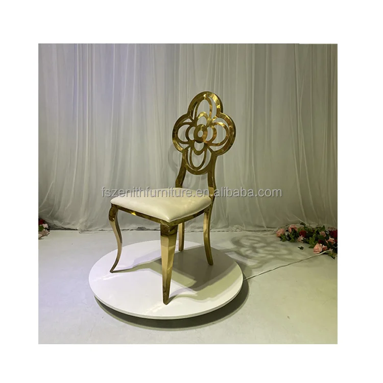 Romantic Silver and Gold Carved Flower Patterns Wedding Furniture Stainless Steel Chair Wedding