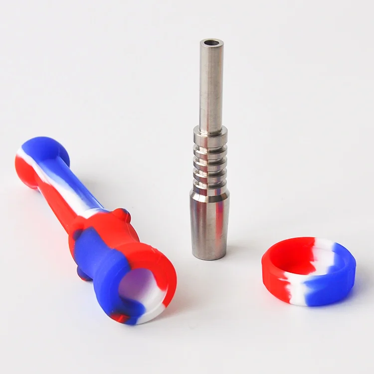 Mini Silicon Smoking Pipe Silicone Collector with Titanium nail dab rig Good Price