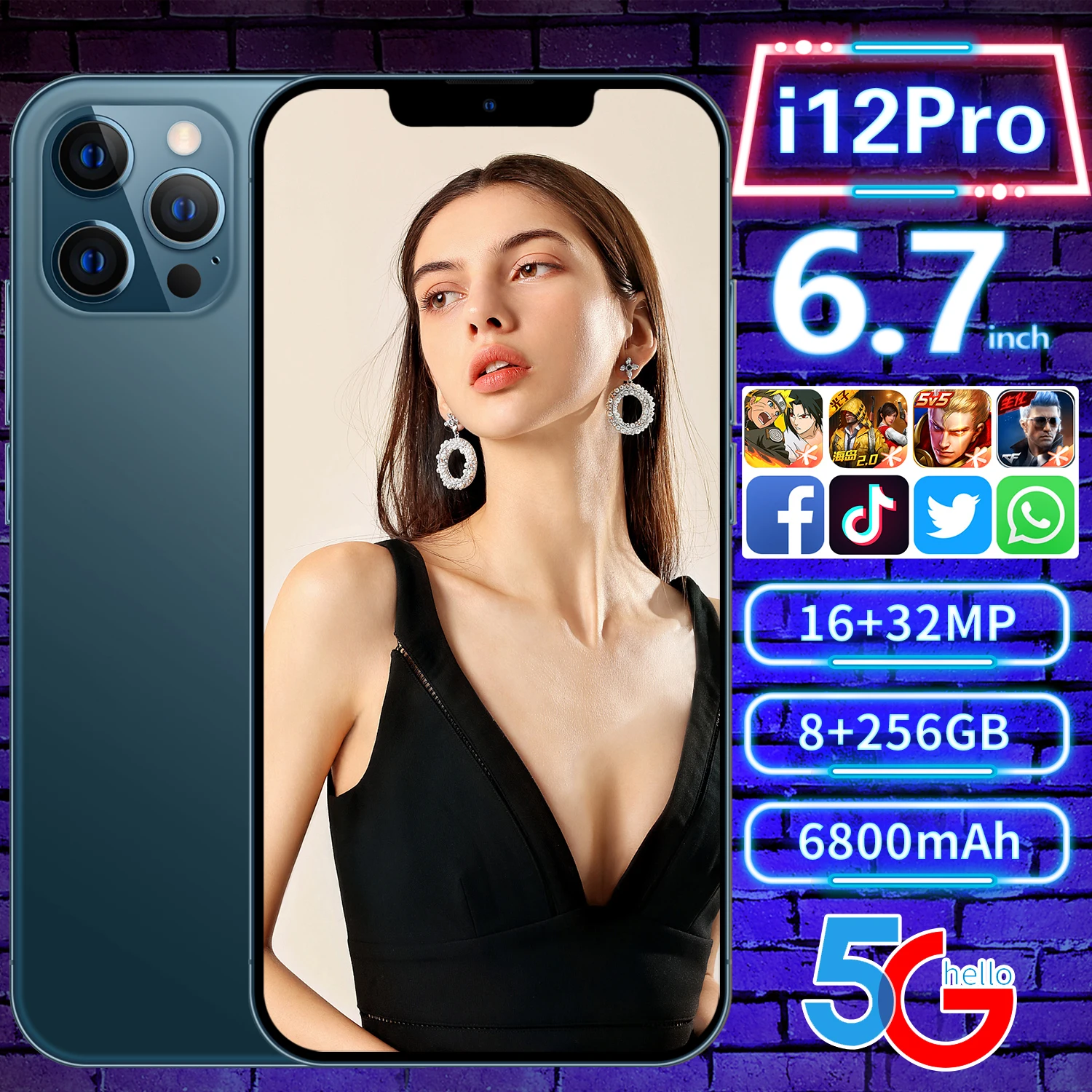 Мобильный телефон smallorder PA04 i12 pro max 6 7 дюймов 12 Гб + 512 5g