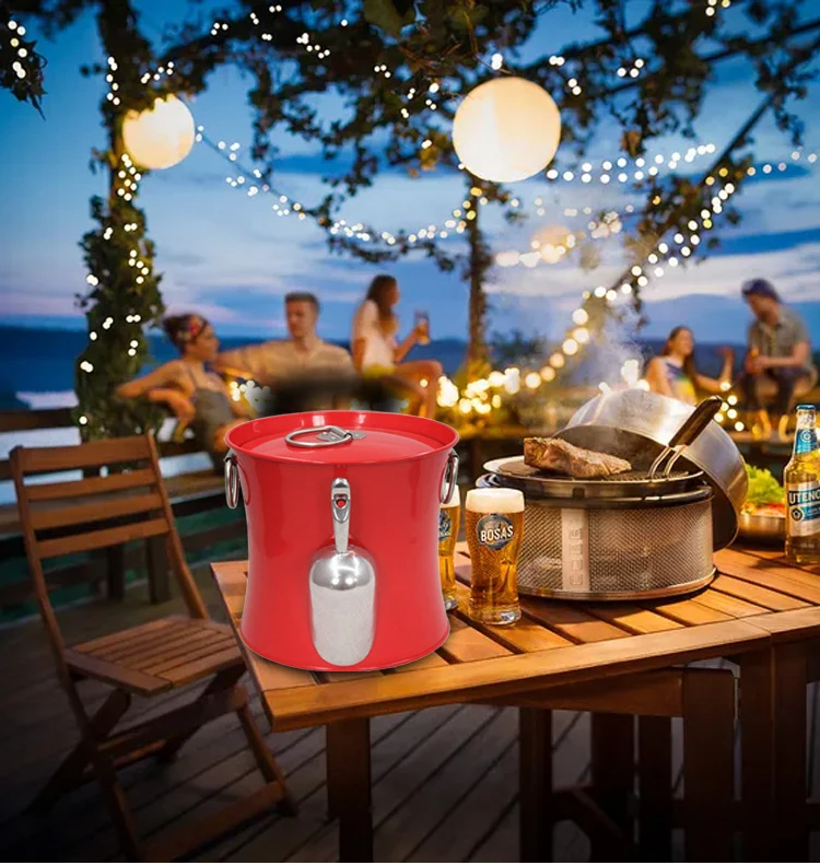 Manufacturer Wholesale Price Vintage Ice Bucket Wine Beer Galvanized Cooler Metal Ice Bucket Ice Cube Bucket For Party