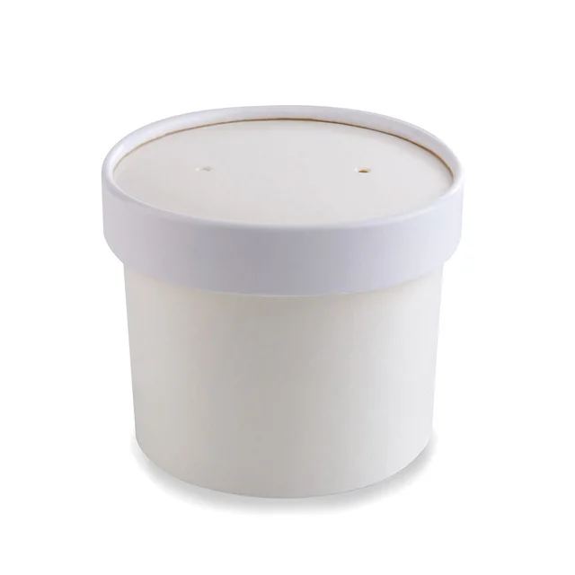 
Custom logo disposable food grade take away hot paper soup cup with lid 