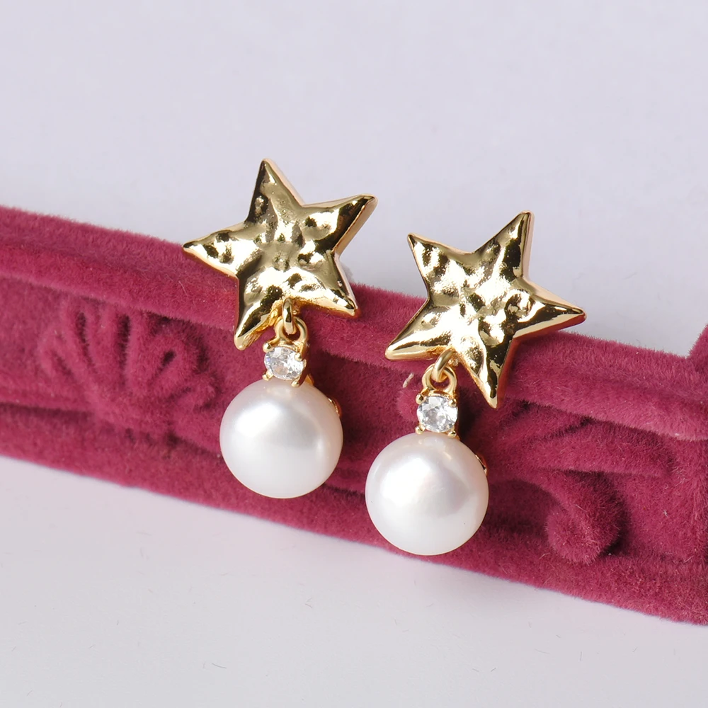 Modern unique design draft quality 14k Gold Filled pearl CZ jewel earrings for women 14k Gold Filled Pearl CZ Earring