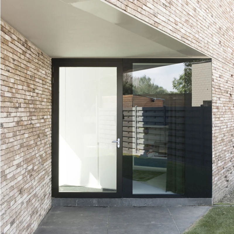 Commercial double glass coffee shop main door designs with sidelight