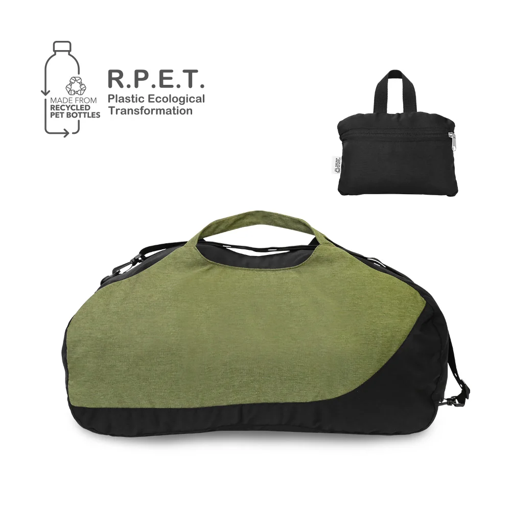Portable multifunction polyester rPET lightweight folding travel duffle bag 30L 40L