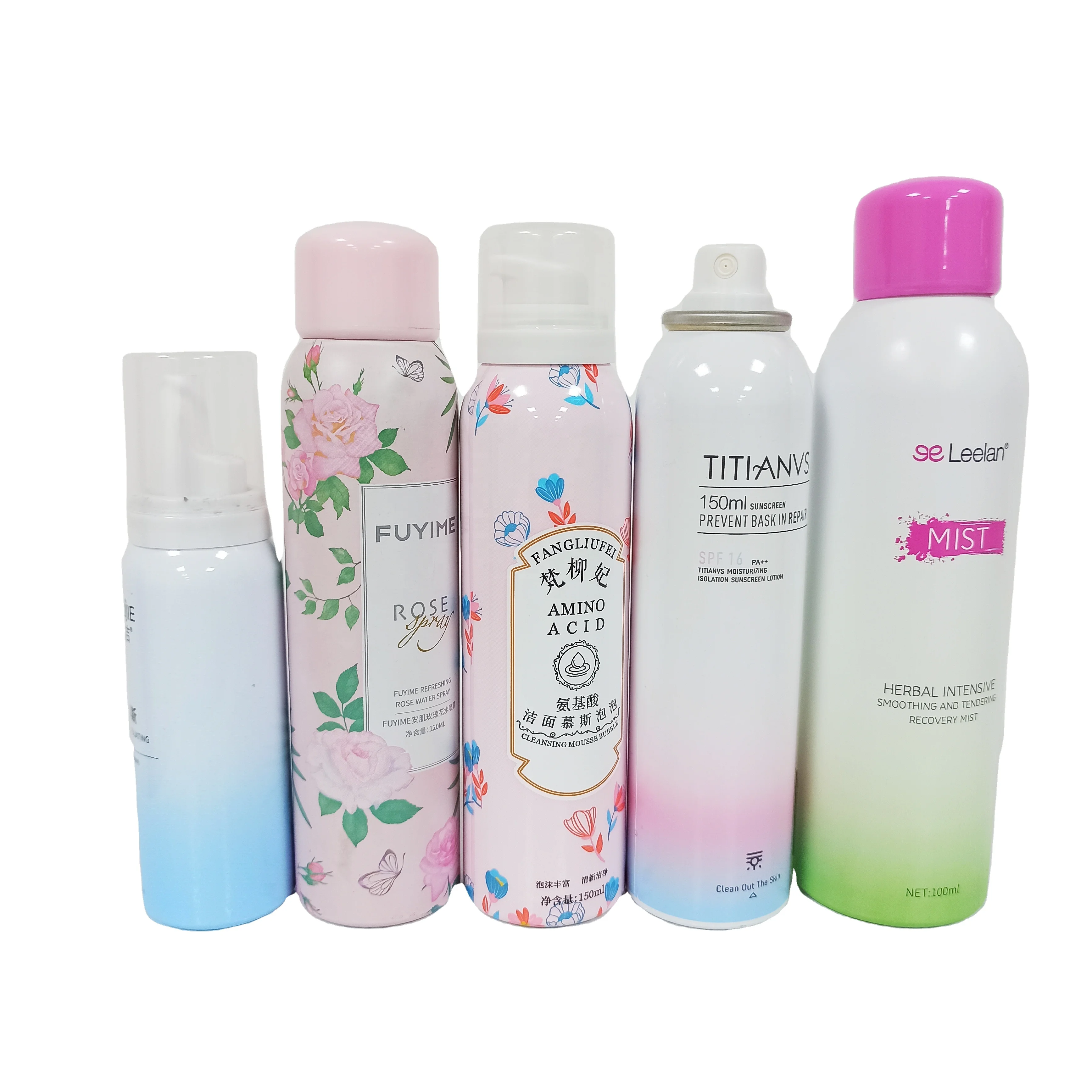 aluminium bottle aerosol can cosmetic spray cylinder manufacturer printing logo 100ml-550ml