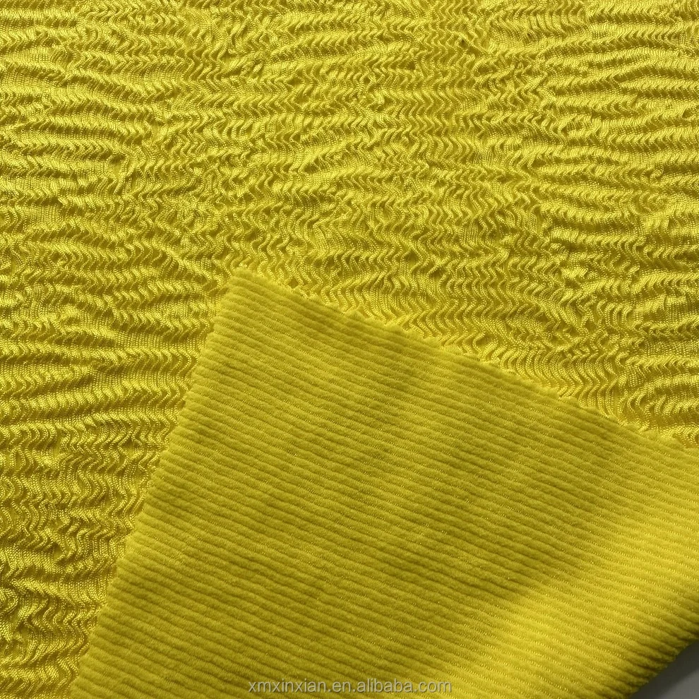XA3295 new good stretched 400g seersucker crinkle swimwear fabric NO MOQ custom color swimsuit bikini spaghetti fabric