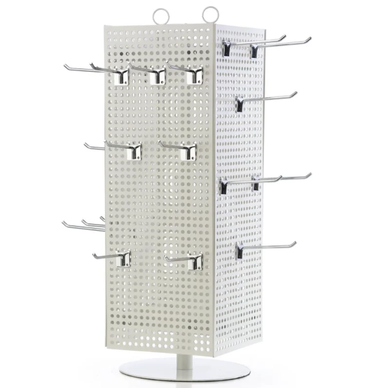 Hot sale 4 sided customized countertop pegboard display metal spinner shelf display stand counter spinner rack for store