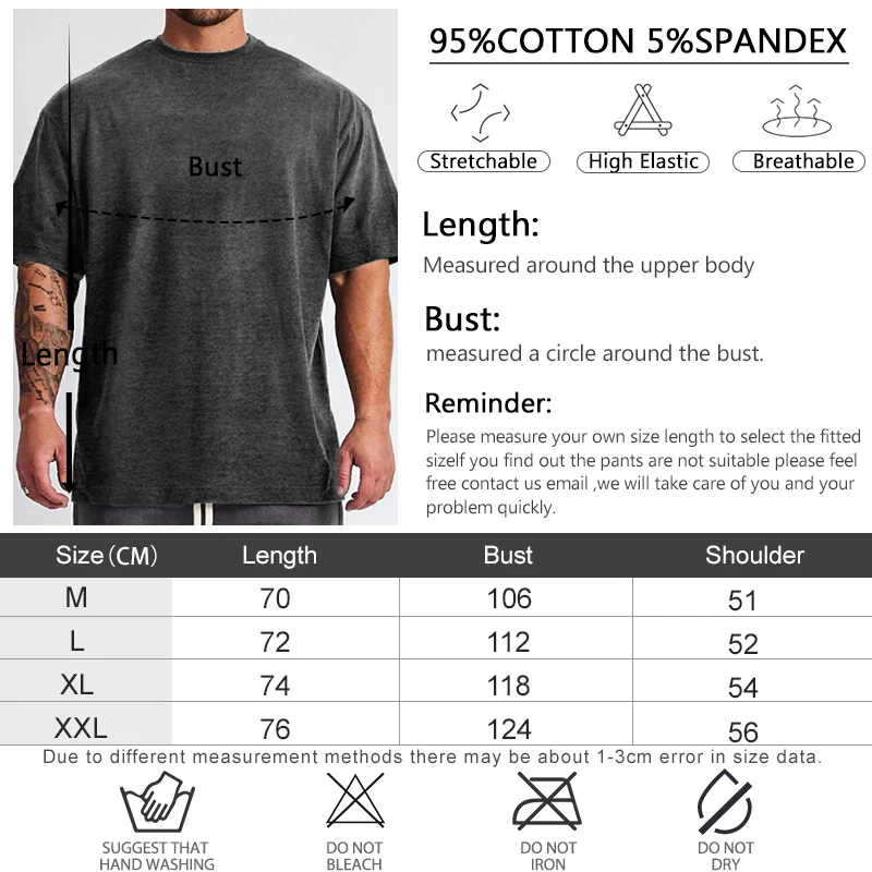 Custom Mens Big Tall Blank Drop Shoulder Sleeve Gym T-shirt Cotton Plain Fat tshirts Round Collar White Loose Cotton T-shirts