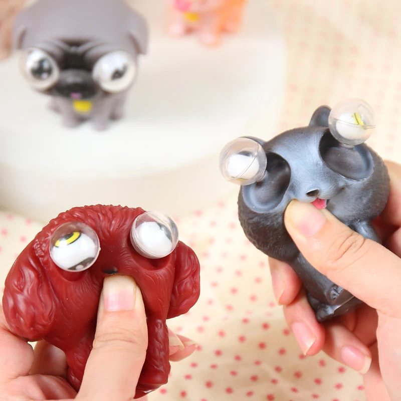 Novelties Toys OEM 6 Styles Squeeze Eye Out Cute Dog Soft Toys Stress Relief Pop Fidget Toys for Kids