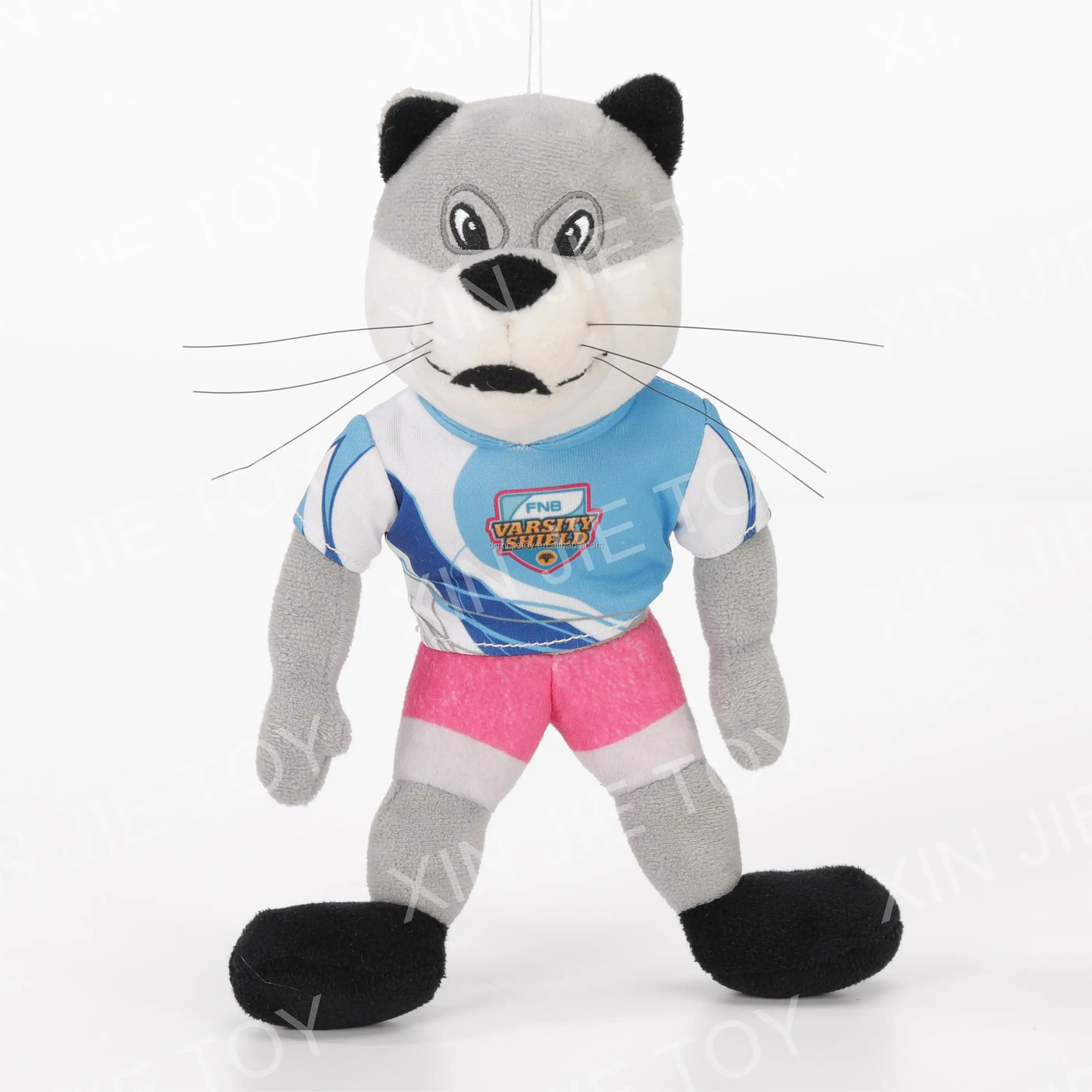 Good quality Grey wolf plush toy Standing posture rugby player design stuffed toys Blue bird soft toy