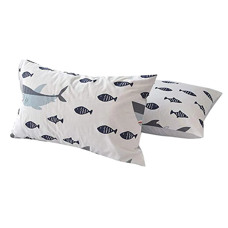 100% Cotton Lovely  Pattern Print Bed Pillowcases Set of 2 Queen Kids Pillow case Covers For Boys and Girls