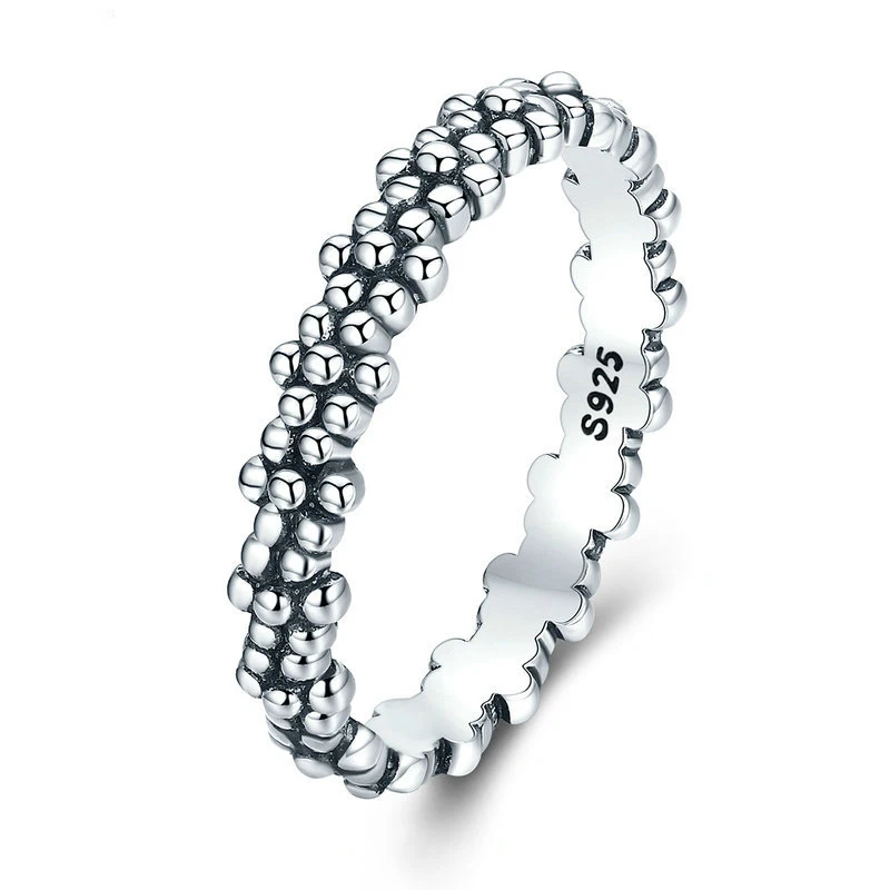  wholesale jewelry 925 sterling silver minimalist glossy flower retro rings