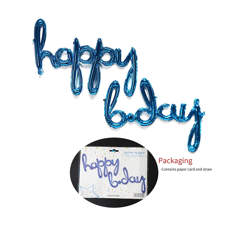
Blue Happy b.day script letter foil balloon 