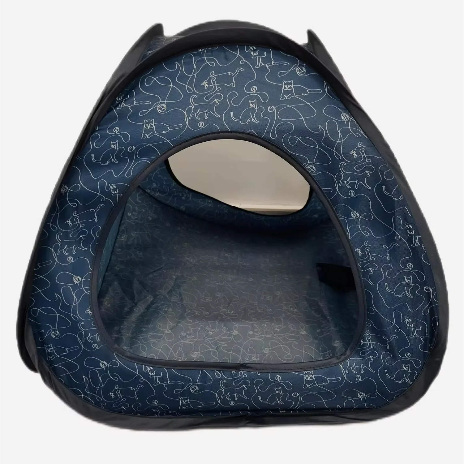 Manufacture Wholesale Fractal Blue Pet Nest Small Animal Cat House Quick Open Polyester Fabric Folding Portable Pet House
