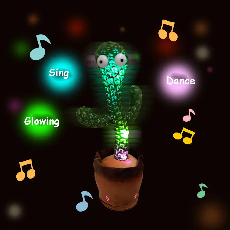 Hot selling funny kids toys gifts dancing cactus doll talking singing repeating cactus plush toy