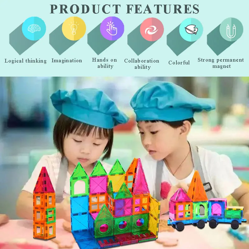 Creative 3D Colorful Window Puzzle Magnetic Tablets Strong Magnetic Kids Building Block Toy Set Developing Boy Girl Intelligence