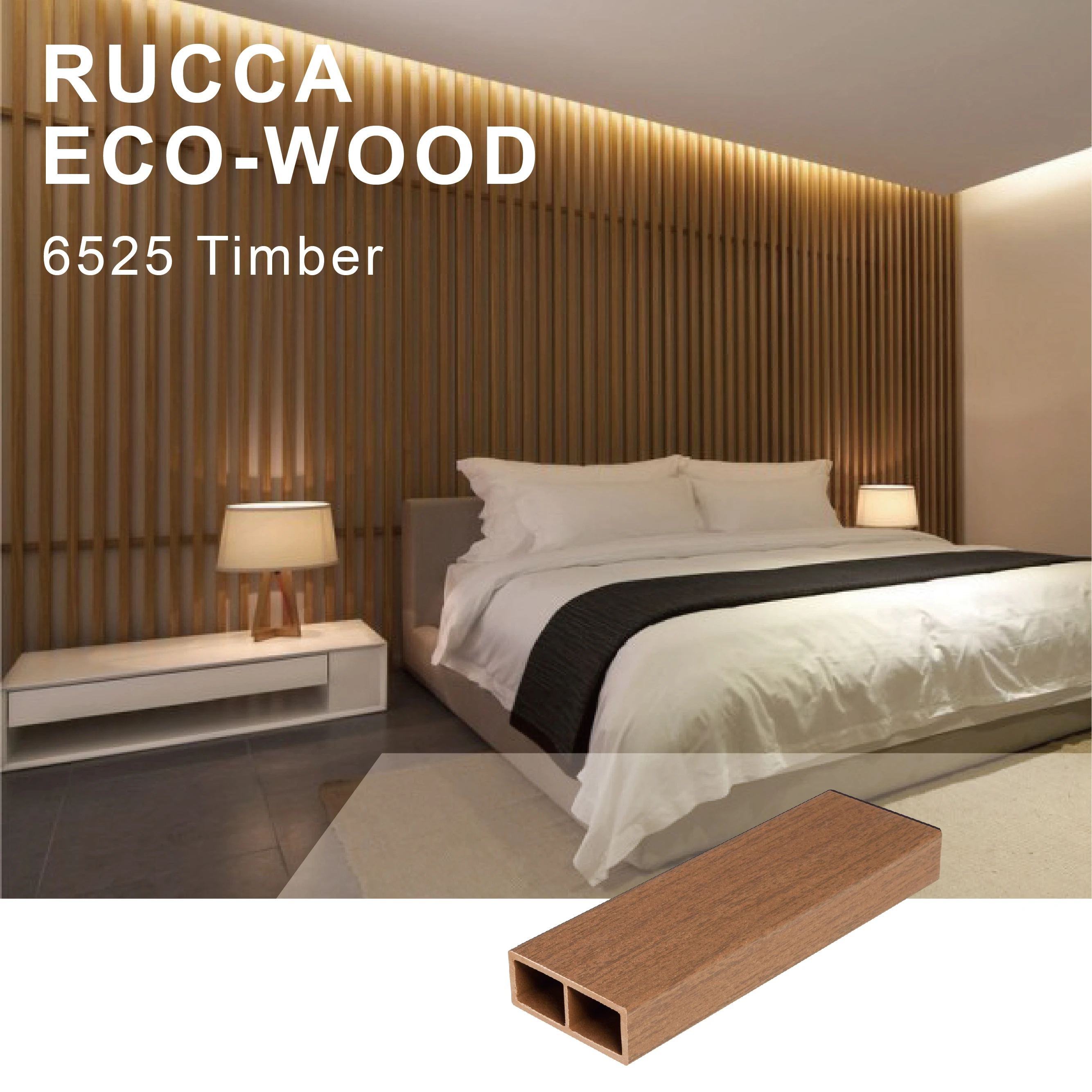 Plastic Composite Building Material PVC Ceiling Suspended Tiles Decoration Rucca Interior False Ceiling WPC Wood 65*25mm Strip