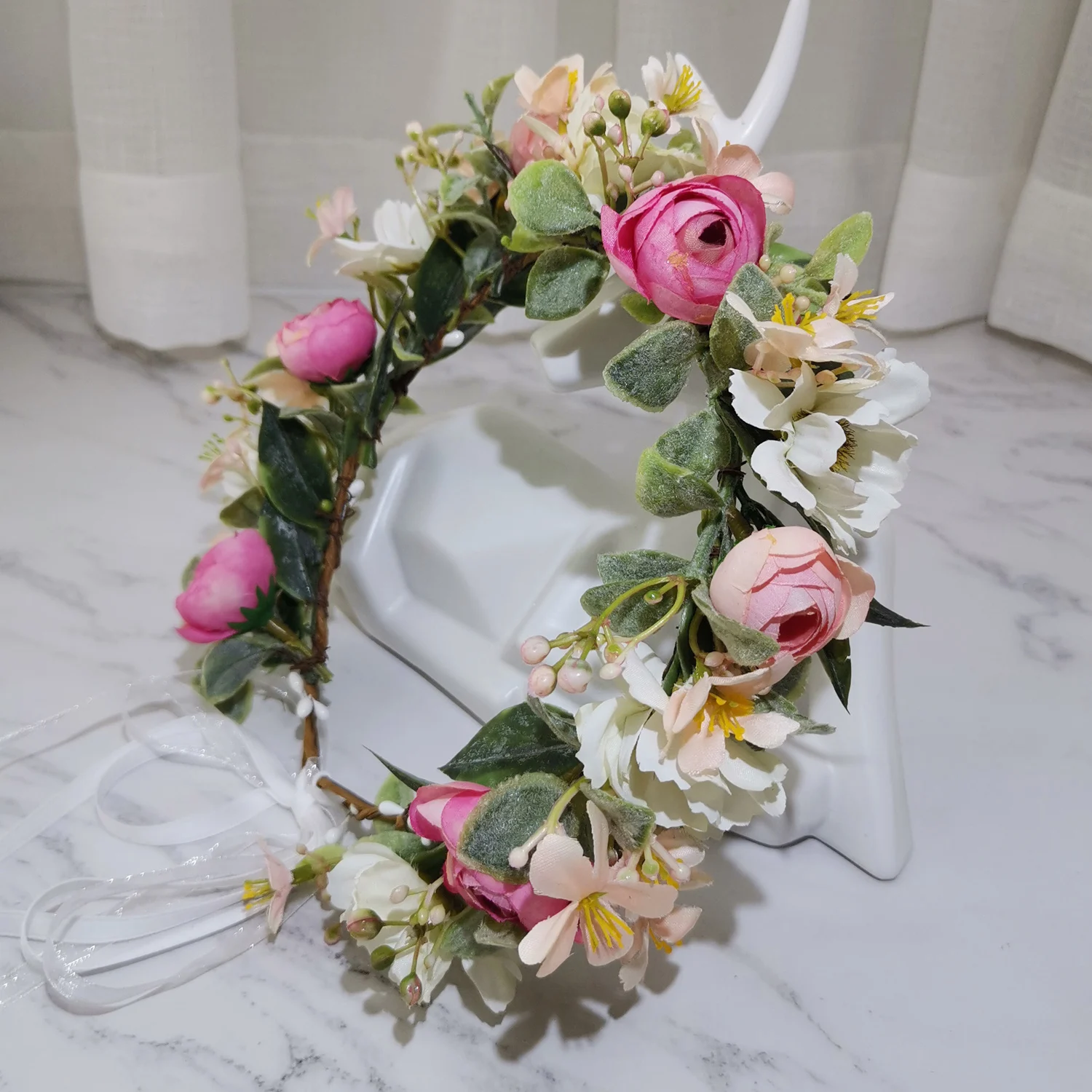 Flower Garland Hair Accessories Handmade Artificial Flower Headdress Girl Headband Corolla Taira Wholesale Floral Crown