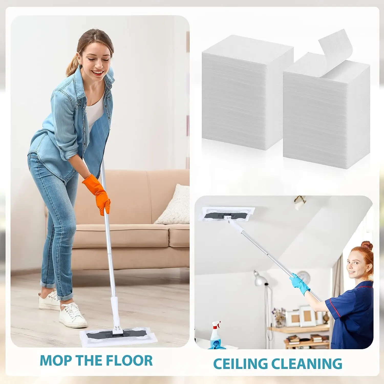 Lookon Wet Wipes Manufacturer Non-woven Kitchen Floor Cleaning Cloth Floor Electrostatic Dusting Cloth Floor Mop Wipes