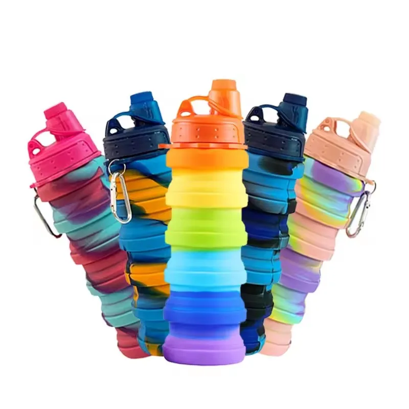 New Creative Squeeze Foldable Sports Drinking Water Bottle BPA Free Custom Thermos Fitness Gym Portable Silicone Water Bottle