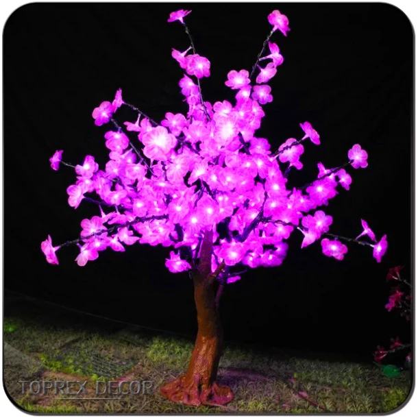 Landscaping LED Artificial Cherry Blossom Tree with Pink Flowers Metal Plant for Wedding Shopping Malls Hotels