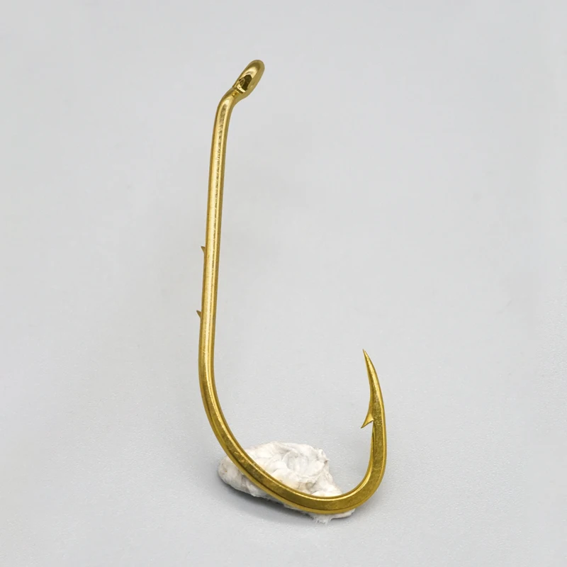 High Carbon Steel Golden Soft Plastic Lure Live Bait Worm Offset Long Handle Fishing Hooks
