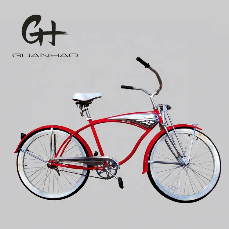 26 дюймов 68 спиц обод серебряного цвета CP рама хромированная краска одна скорость OEM/ODM Мужская Передняя пружина вилка Пляжный круизер велосипед