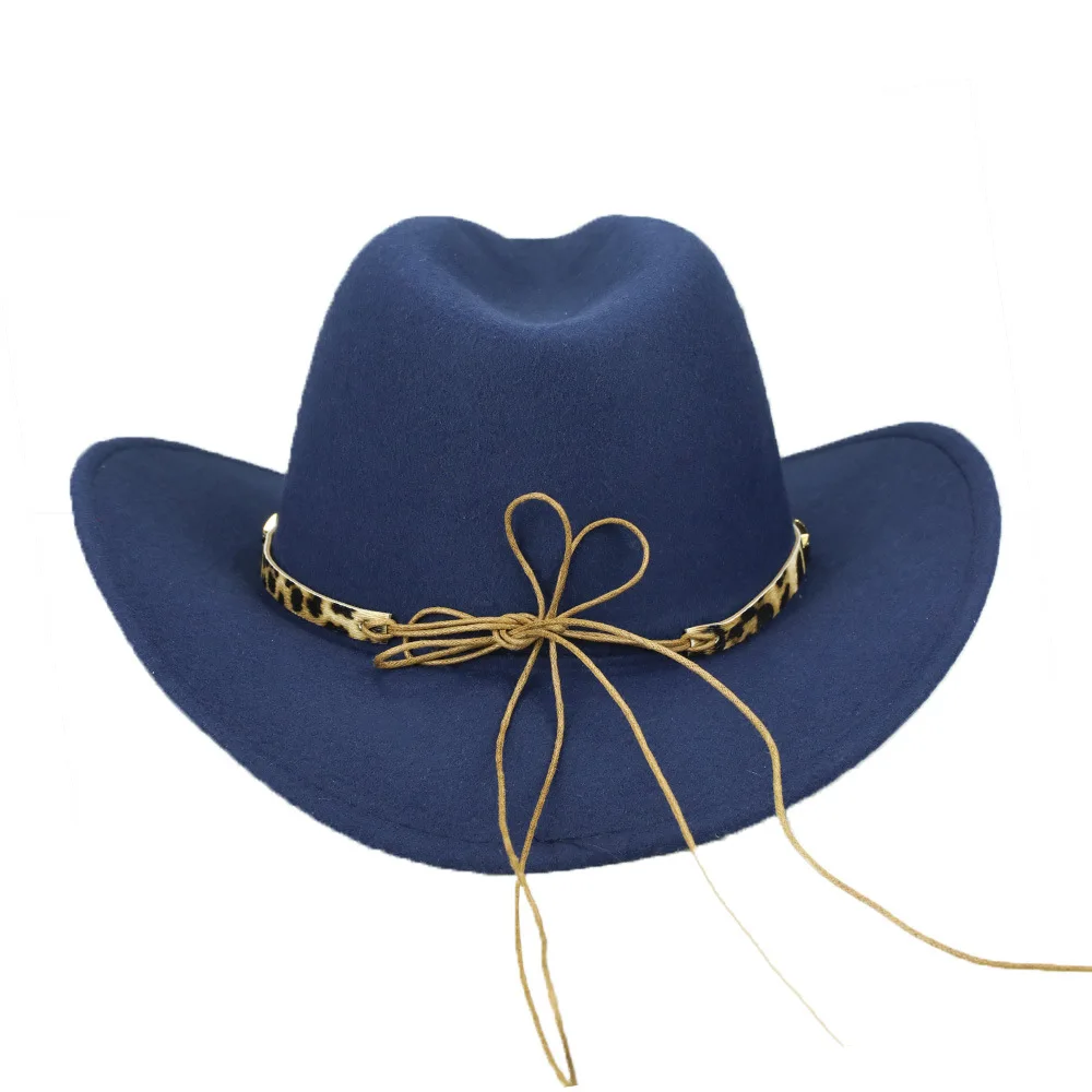 Fashion wide brim leopard western cowboy hat unisex fedora hats wholesale