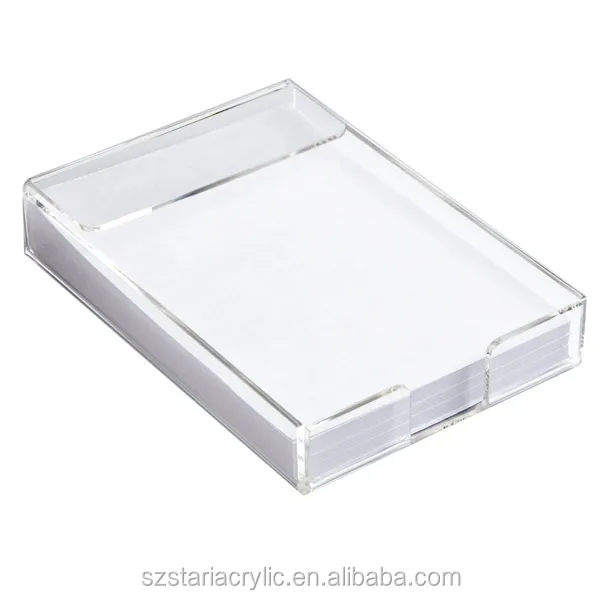 Desktop Mini Clear Acrylic Sticky Notepads Stand Memo Pad Holder For Office