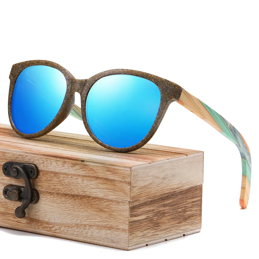 Summer Men And Women Retro New Designer Eyeglasses Rivet TAC Flexible Safety Biodegradable Frame Natural Wooden Sunglasses