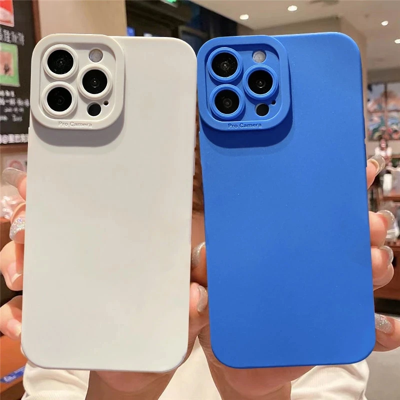 Camera Protection Silicone Phone Case For iPhone 15 14 13 12 11 Pro Max X XS XR 6 6S 7 8 Plus SE2 Soft Shockproof Matte Back Cov