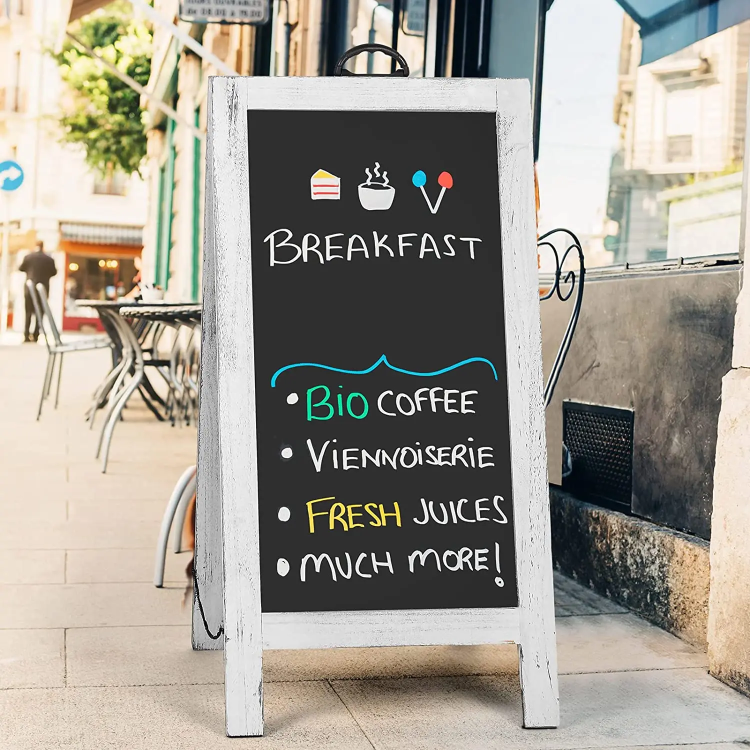 A-Frame Chalkboard Signs Double Sided Wooden Chalkboard With Stand Pavement Promotion Blackboard